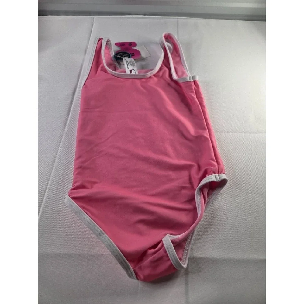 Hello Kitty Girls One Piece Swimsuit Pink White NWT Size‎ L 10-12 Sanrio